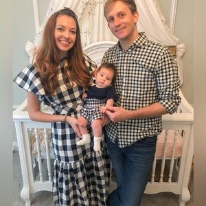 Lady gang X express gingham blue and white maxi dress